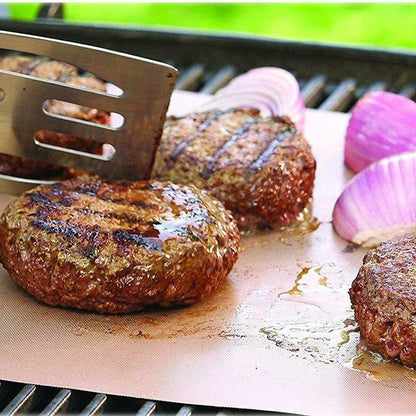 5pc Copper Grill Mats Baking Non Stick BBQ Mat Pad Bake Cooking Oven Sheet Liner