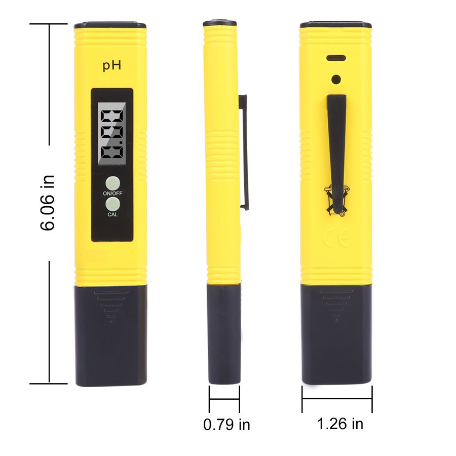 PH Meter 0.01 PH Battery Powder High Precision Water Quality EC Tester 0-14 PH Measurement Range For Aquarium Swimming Pool Digital Electric PH Meter LCD Tester Pocket Hydroponics Aquarium Water Test