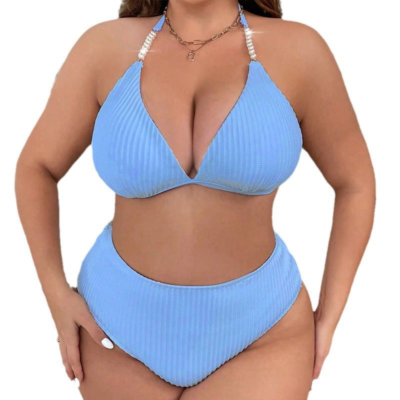 Halterneck With Suspenders Plus Size Swimming Beachwear Women's