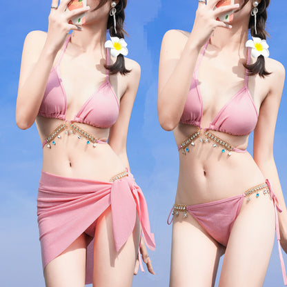 Swimsuit Woman Fish Drill Chain Strap Triangle Suit