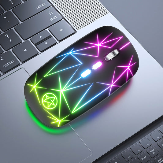 Wireless Bluetooth Mouse Dual-mode Luminous Charging Game Office 5-key Metal Roller