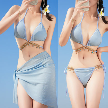 Swimsuit Woman Fish Drill Chain Strap Triangle Suit